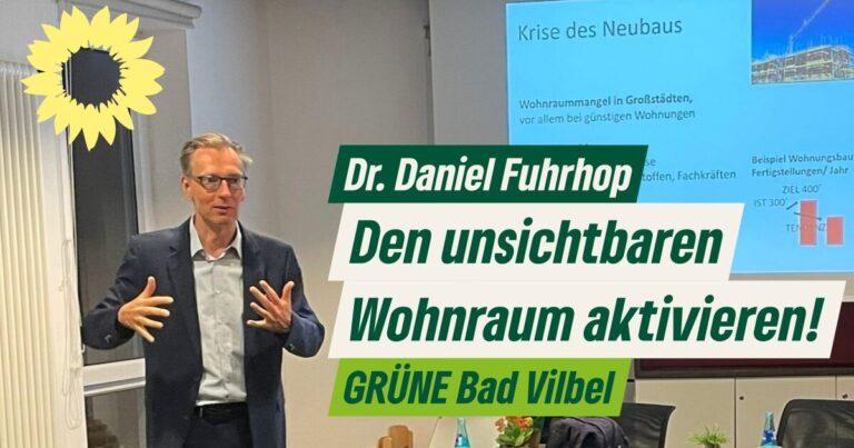 Dr. Daniel Fuhrhop stellt Lösungen für Wohnraummangel jenseits des Neubaus vor